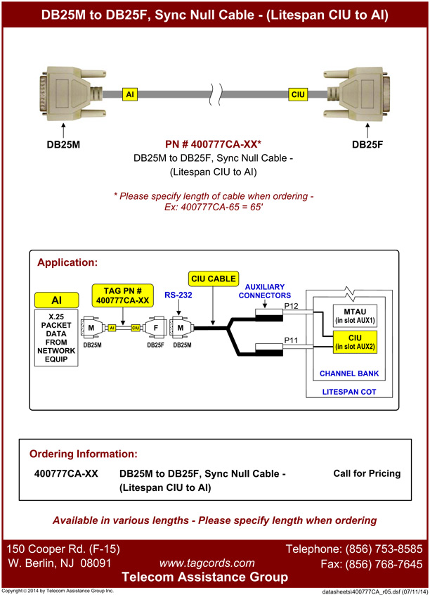 Sync Null Cable (Litespan CIU to AI)